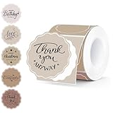 2 Inch Round Thermal Labels,Beige Gradient Flower Thermal Sticker Labels for Small Business, Logo Design, Baking,500 Sheets/1 Roll