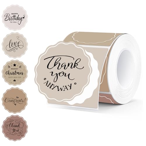 2 Inch Round Thermal Labels,Beige Gradient Flower Thermal Sticker Labels for Small Business, Logo Design, Baking,500 Sheets/1 Roll