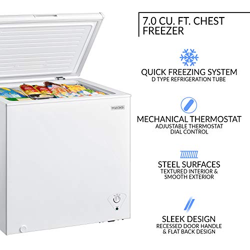 Igloo 7.0 Cu. Ft. Chest Freezer with Removable Basket Free-Standing Door Temperature
