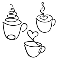 Qnvyw Wanddeko Schwarz 3er Set, Kaffeetasse Metall Wanddeko, Modern Metall Wandkunst für Café Restaurant Badezimmer Flur Büro