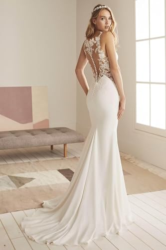 Lace Mermaid Wedding Dresses for Bride 2025 Long Appliques Wedding Gowns Boho Beach Bridal Gowns with Train2
