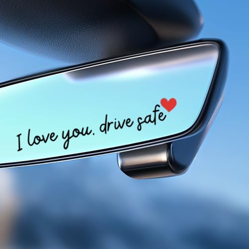 MTABCTY 3 PCS I Love You Drive Safe Mirror Sticker, Waterproof Vinyl Decals, Christian Car Accessories for Women, Cute Rear View Mirror Sticker for Auto Decor Fits Most Vehicles (Black1)