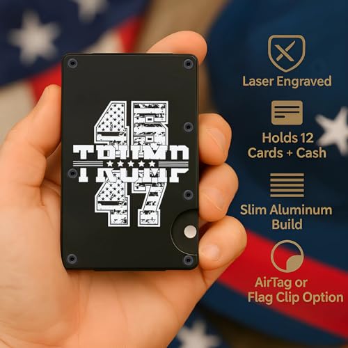 Trump Wallet for Men - Minimalist, Slim, Durable, Stylish- RFID Blocking Wallet with Money Clip - Metal Card Holder -Great for Dad- Luxury Gift Box (45/47th president, Jet Black)3