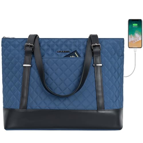 KROSER - KROSER Grand sac fourre-tout pour ordinateur portable de 39,6 cm avec port USB, sac fourre-tout de travail pour femme, sac à bandoulière pour ordinateur portable, sac à main élégant pour bureau,