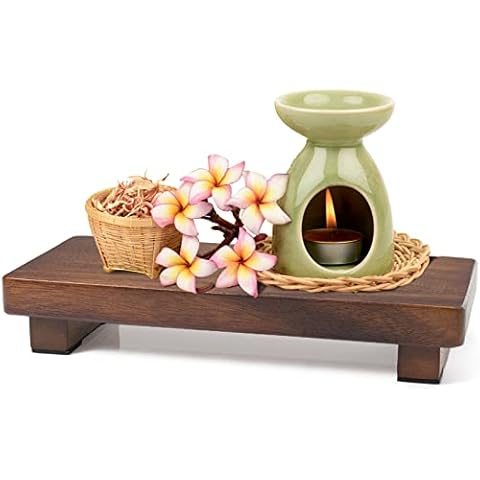 kulusion Wood Riser for Display Decorative, Walnut Wood Pedestal Stand Modern Farmhouse Decor, Wooden Display Tray for Bathroom Home Kitchen (Small, 9 x 3.9 x1.57Inch) Cover