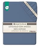 NARCISO Lenzuolo con Angoli Matrimoniale 100% Cotone (180x200 con Angolo di 30cm) Lenzuola...