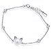 Produktbild Yumilok Damen Armkette Armband mit 8mm Perle Kätzchen Katze Anhänger Charms 925 Sterling Silber Armschmuck für Damen Frauen Mädchen, 6.3-7.5" Verstellbar