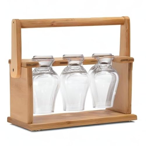 CairnCaddy Bamboo Whiskey Glass Holder - Carrier and Drying Rack for Whisky Tasting Glassware