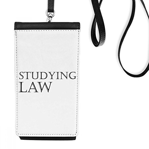 Sac téléphone noir en faux cuir avec petite phrase études de droit porte-monnaie suspendu