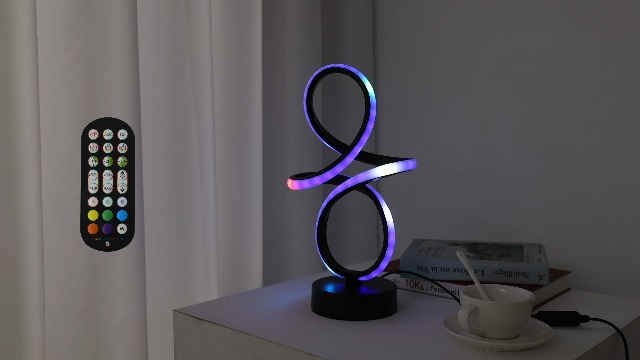 Modern RGBWIC Spiral Table Lamp, Rechargeable LED Nightstand Lamp With Remote Control Color Changing Dimmable Bedroom Night Light Portable Cordless Ambient Lamp For Living Room Office Home Decor - View #3