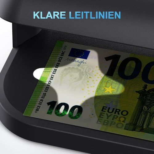 Aneken AL-17 Geldscheinprüfer mit zwei 1800 LM UV-LED-Lichtern, fortschrittlicher UV-Falschgeldprüfer mit eingebauter Batterie, Karten- und Ausweiserkennung, geeignet für alle Währungen der Welt