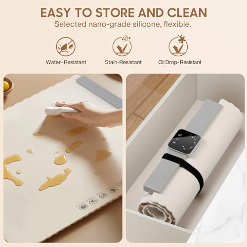 Warming Plate Wärmeplatte für Speisen, Buffetwärmer mit 5 Temperatureinstellungen und 4-Stunden-Timer, Tragbare Schnelle Heizmatte für Partys, Buffets, den Täglichen Gebrauch zu Hause – Bild 5