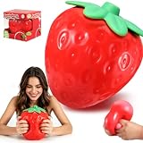 6‑Inch Giant Strawberry Squishy Slow Rising Jumbo Squishy Toy, Big Realistic Soft Fruit Squeeze Stress Ball, Anxiety‑Relief Fidget Sensory Toy, Desk Decoration, Party Favor Gift for Adults and Kids