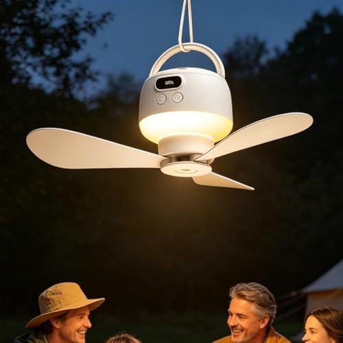 Ventilateur de plafond extérieur rechargeable 1200mAh portable et réglable