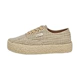 LES TROPEZIENNES PAR M. BELARBI Femme Cosmic Chaussures Detente Tennis Lacet, Beige Or, 38