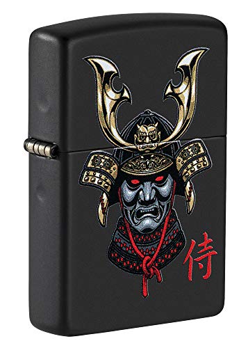 Zippo Samurai Helmet Design Black Matte Pocket Lighter, One Size