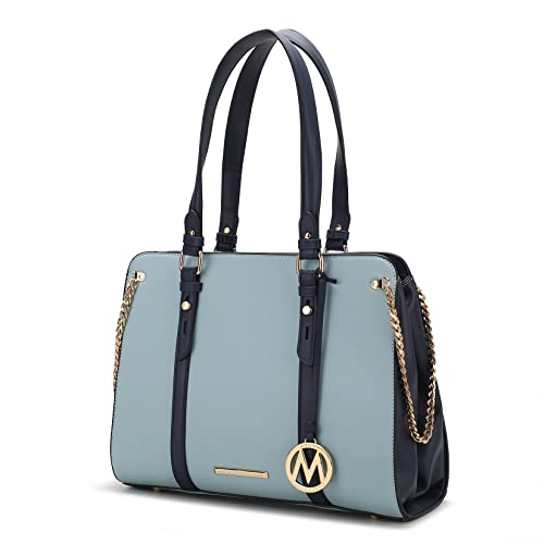 MKF Collection Bolsa feminina com alça superior de couro vegano da Mia K, Amy Baby Blue, Large