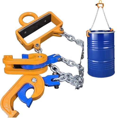 Grua Montacargas Gancho Superior Elevador De Bidones, Elevador De Bidones De Cadena Reforzado Actualizado, Cadena De Acero & 2 Ganchos, Herramienta De Levantamiento para Talleres Fábricas