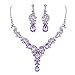EVER FAITH Austrian Crystal Bridal Floral Wave Teardrop Necklace Earrings Set