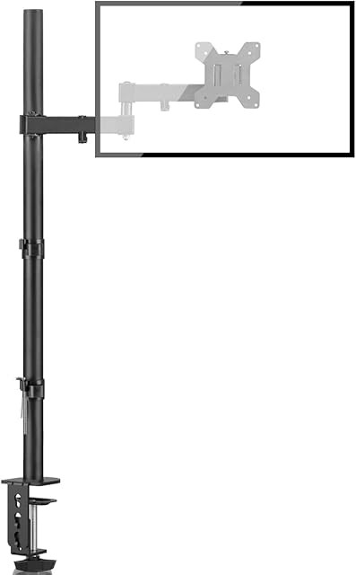 Bracwiser Single Fully Adjustable Standing Height Monitor Arm Stand Mount 800mm Tall for Monitor Computer Screen 13 15 17 19 20 22 23 24 26 27 30 32 inch VESA 75 100 MD7821