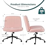OLIXIS Criss Cross Legged Chairs Armless with Wheels Wide Seat Height Adjustable Swivel Padded Home Office Desk Seating for Bedroom, Student, Study Room - Image 2