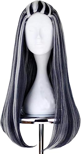 Perruque de cosplay Frankie Monster High noir mix blanc 65 cm party