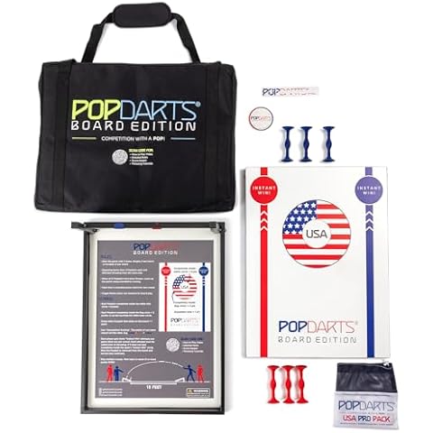 Popdarts USA Board Edition Set - Backyard, Indoor and Outdoor Game for All Ages - Great Cornhole Alternative - Includes 2 All-Weather Boards, Original Set, Travel Case, and Score Keeper Cover