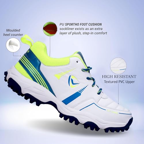Image of PRO KVH Lightweight Cricket Shoes for Men | Rubber Spikes | Water-Resistant | All-Round Performance Footwear for Outdoor and Field Sports