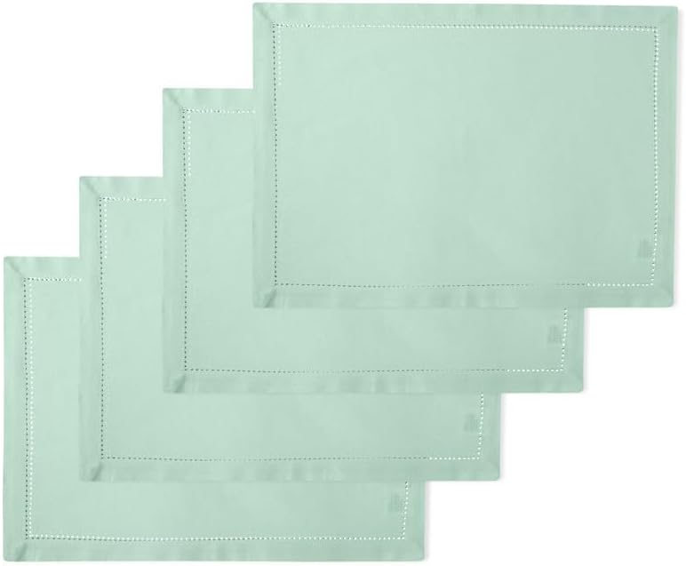 Encasa - Manteles individuales de algodón puro con vainica, tamaño 19 x 13 pulgadas (rectangular), color negro, juego de 4, perfectos para fiestas,