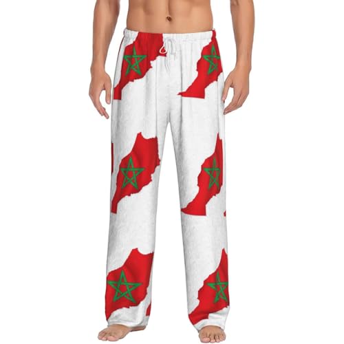 Pantalon de pyjama homme imprimé carte du Maroc en micropolaire
