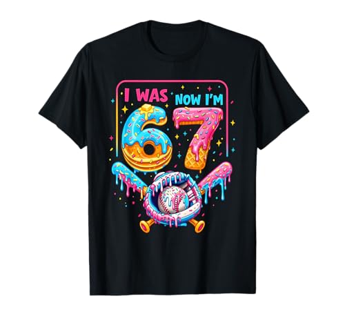 7th Birthday Boys Baseball Ice Cream Drip T-Shirt
