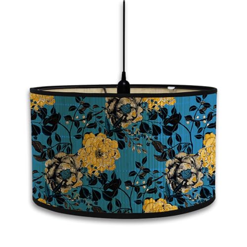Morbuy Lampshade for Table Lamps, Bohemia Retro Flower Print Light Shades Bedside Light Lampshade Wall Light Lamp Shades for Wall Lamp, Bedside Lamp and Table Lamp, Floor Lamp (Blue Flower) — image 1