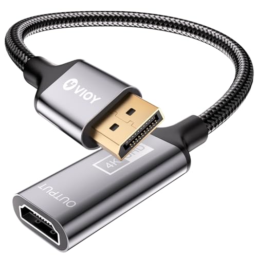 VIOY Displayport to HDMI Adapter, 1440p@60Hz 1080p@60Hz Uni-Directional DP (Source) Male to HDMI (Display) Female, 4K Display Port Adapter for Monitor, AMD, NVIDIA, HP, Dell, Lenovo