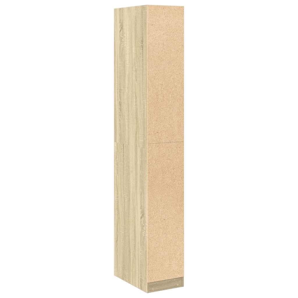 Szafa na ubrania dąb Sonoma z materiału drewnopochodnego 30 x 50 x 200 cm, nie zajmuje dużo miejsca, do sypialni, przedpokoju i garderoby, miejsce do przechowywania z drążkiem na ubrania i