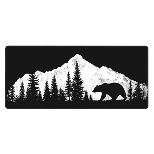 Image of Forest Bear Extended Gaming Mouse Pad, with Stitched Edges Large Mouse Pad Desk Protector, Rubber Base Mousepad Keyboard Mouses Mat for Work Game Office Home- 32 inch X 12 inch Inch,E50