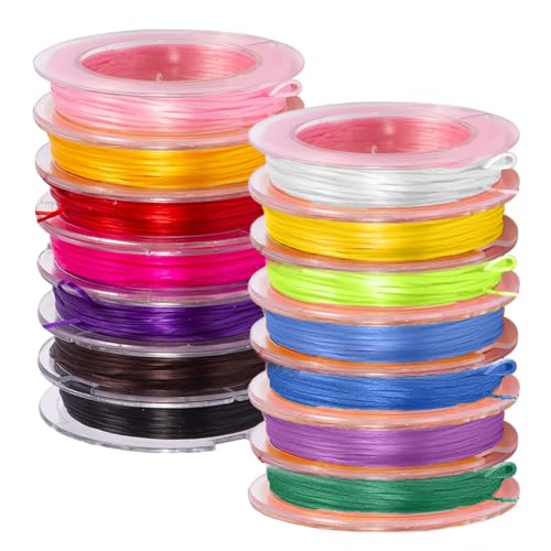 Lot de 14 cordons élastiques pour bracelets - 1 mm x 10 m - Pour la fabrication de bracelets colorés - Fil d'amitié - Convient pour la fabrication de...