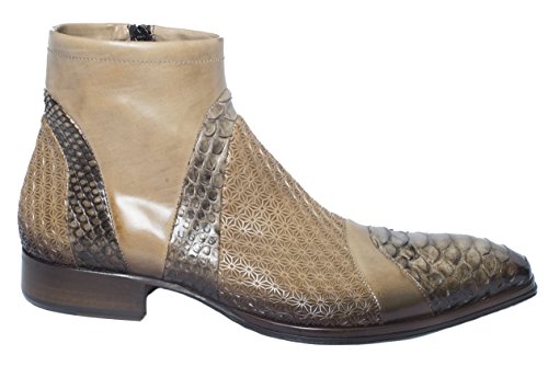Jo Ghost 464M Italian mens beige zip up ankle boots with piton