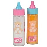 Während Deine Puppe trinkt, verschwindet der Inhalt der Trinkflasche. 2 Trinkflaschen mit Milch und Saft.- 1 Trinkflasche mit Milch - 1 Trinkflasche mit Saft - Für 38-43cm Puppen - Altersempfehlung: für Kinder ab 3 Jahren geeignet - Material: Kunststoff - Gewicht: ca. 100 g - Achtung: Nicht für Kinder unter 3 Jahren geeignet.