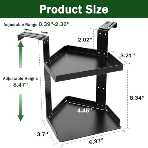 Fixirons 2 Layers Office Cubicle Shelf Storage Organizer Accessories Height Adjustable Cubicle Corner Shelf Cubicle Floating Corner Shelf for Office Decor, with Hooks (Small)