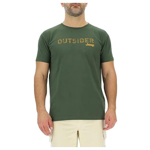 JEEP O102737-E950 J Camiseta Hombre Outsider - Estampado Grande Mapa J23S Rifle Green/Nacho Ye S