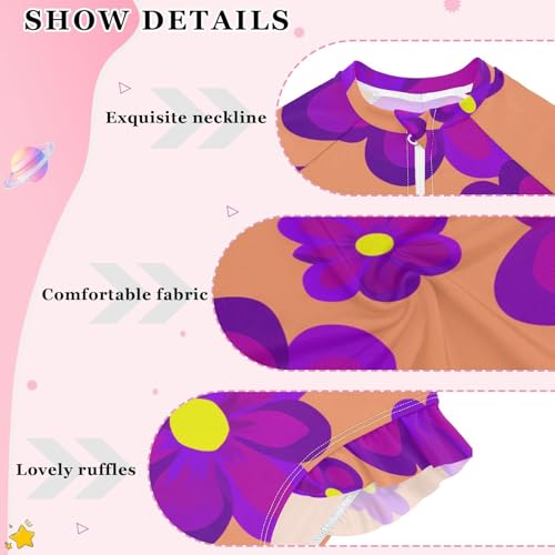 J JOYSAY Purple Flower Blossom Apricot Girls One Piece Swimsuits Long Sleeve UPF 50+ Rash Guard Kids Swimwear 3-12 Years4