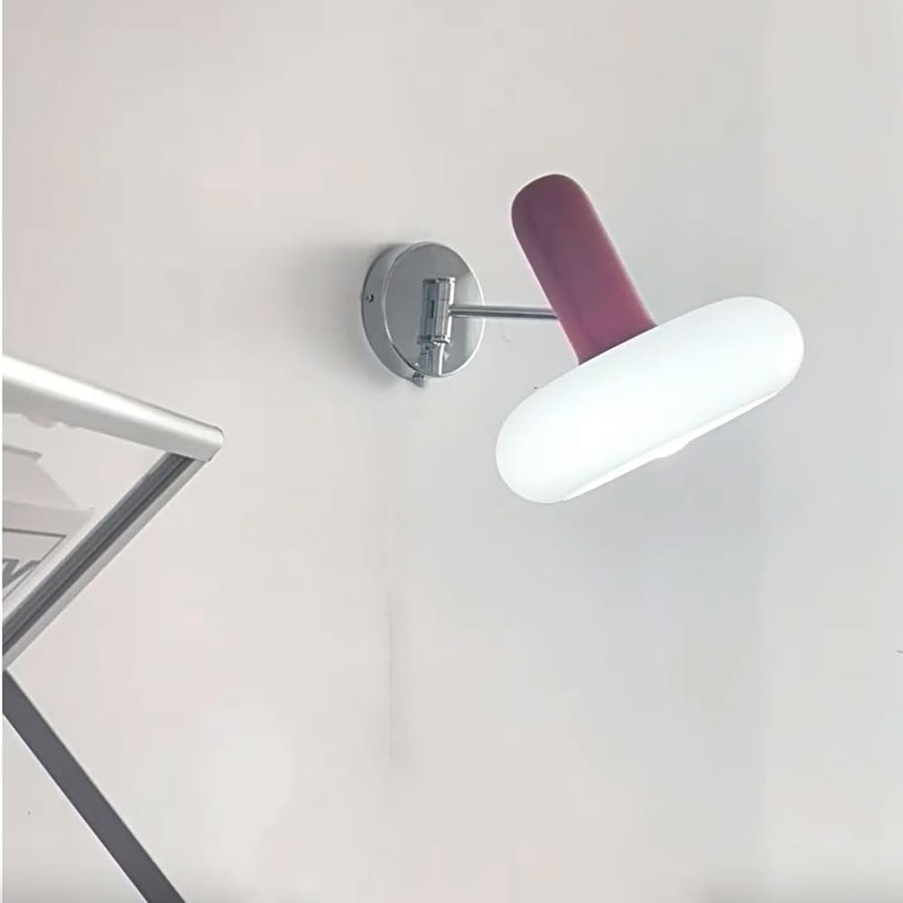 Home Decor Wall Light Mid Century Modern Long Swing Arm Wall Sconce for Bedroom Vintage Milk Glass Wall Sconce with Pull Switch E27 Reading Room Swing Arm Wall Lamp for Living Room