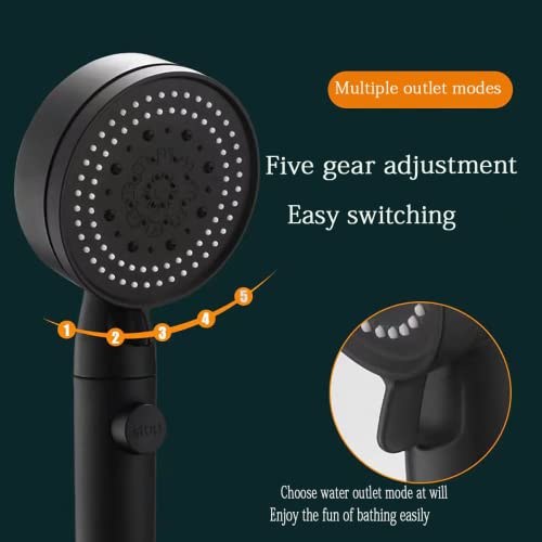 Nmaza High Pressure Shower Head With Pause Function, 5 Spray Settings, Hand-Held Shower Head With Switch, Water-Saving Removable Shower Head With 5-Foot Stainless Steel Hose And Abs Bracket (Black) #TOP2