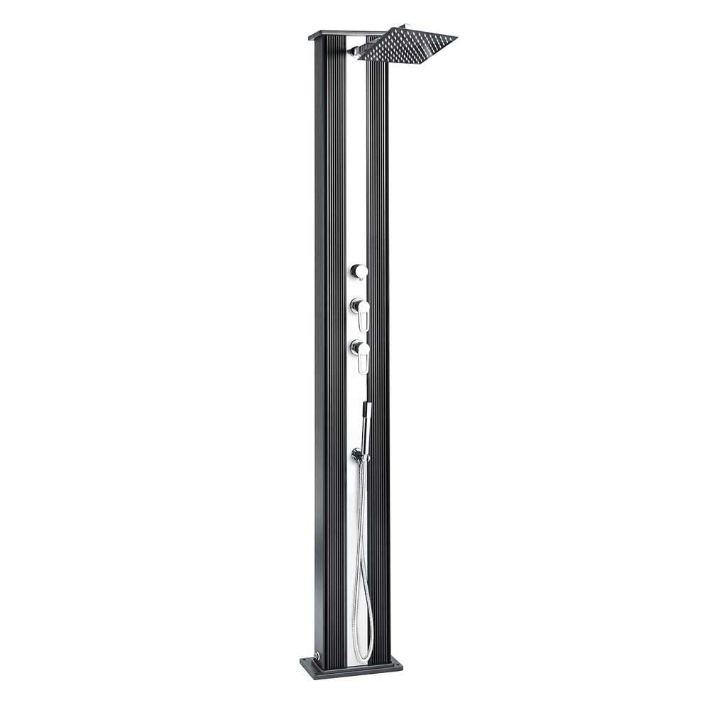 Formidra - Douche Hybride Dada Straight 40L - DS-D463NX - Douche Extérieure avec Raccords Eau Chaude/Froide, Douchette Amovible et Pomme de Douche Anti-calcaire - Anthracite Aluminium - 32.4x14x228cm