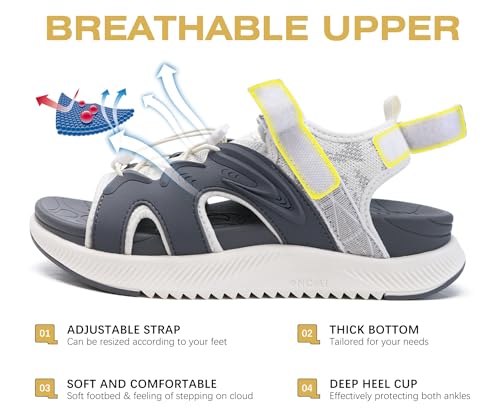 Image of ONCAI Walking Sandals for Women,Sport Athletic Hiking Sandals With Arch Support Orthotic Outdoor Footbed for Plantar Fasciitis, Sandalias Mujer with Adjustable Straps (US Size 6-12)
