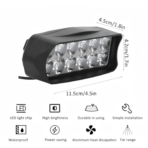 Image of Keenso Headlight,Universal 12V-100V 1200lm High Brightness Light Electric Bike LED Lights for Motorcycle, Electric Bike, Tricycle