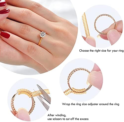 Ring Size Adjuster for Loose Ring, 4 Sizes Invisible Ring Sizer Fit Almost Any Ring (4 Pack)