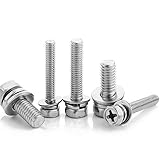 Schraube Typ: Holzschrauben LXBO-FF. 20 / 50pcs Kreuzschlitzsechskantschraube mit Unterlegscheibe DREI Schrauben M4 M5 Edelstahl Metric DREI Kombinations Thema (Color : 8mm, Size : M4 50pcs)