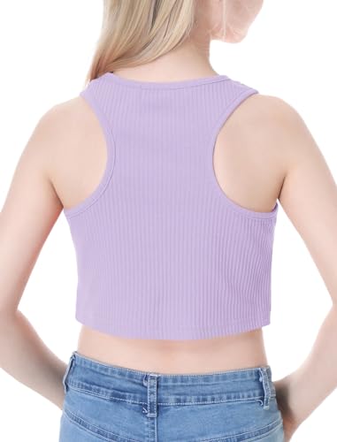 Image of EXARUS Girls Crop Tank Top Dance Hip Hop Outfits Cheer Cropped Top | Kids Tween Youth Summer Athletic Dance Convention Fitted Gymnastics Sleeveless Clothes