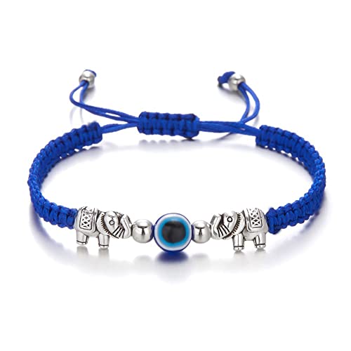 Evil Eye Bracelet For Women Men Lucky Bracelets Handmade Macrame Braided Bracelet Adjustable Family Friend Couple Protection Bracelet(Elephant,Blue) (Amx2X0Bqthus) #TOP9
